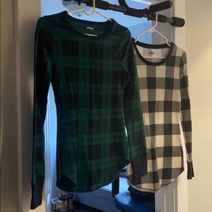 Two Old Navy plaid thermals